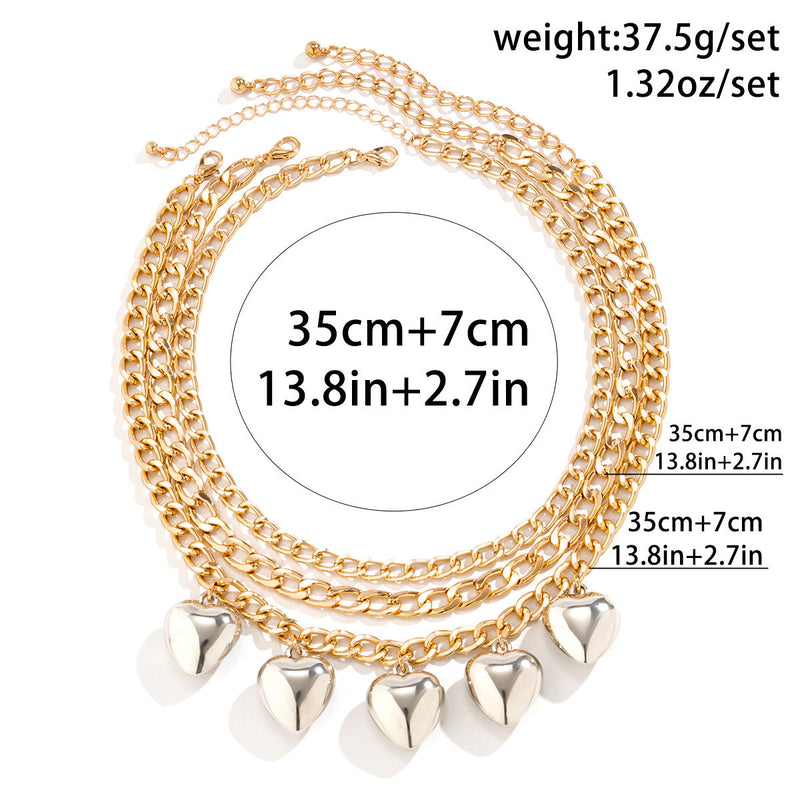 Multilayer Big Peach Heart Pendant Necklace