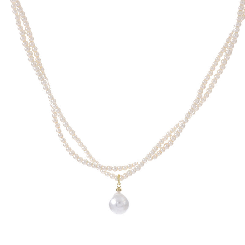 Fashion Pearl Choker Necklace for Women Double Layer