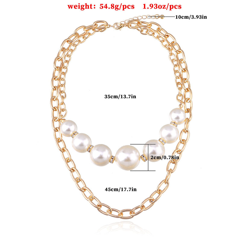 Punk Round Beads Double Layered Necklace