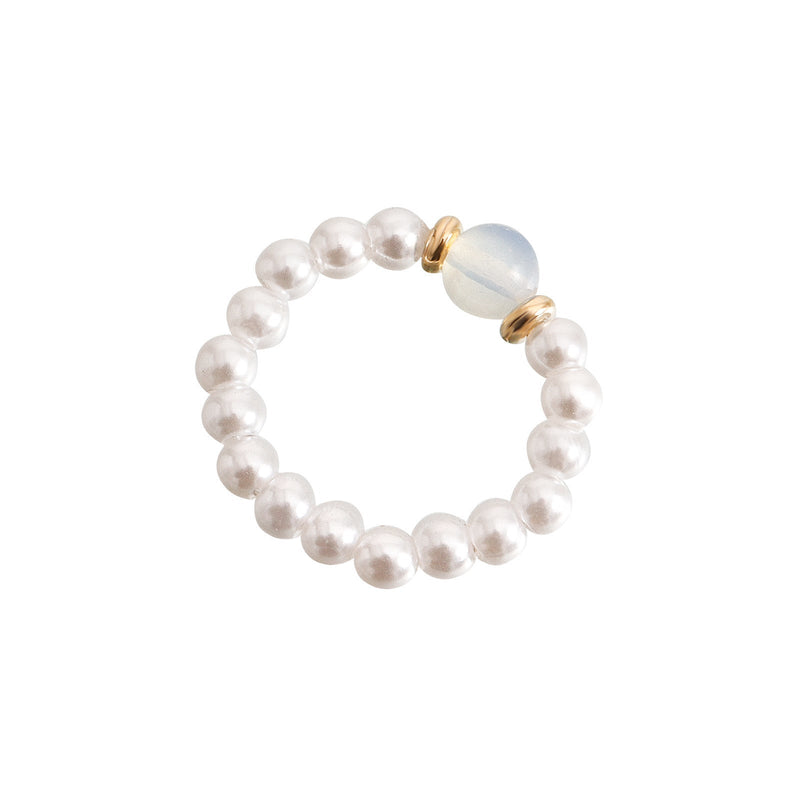 Elastic Beaded Pearl Finger Rings