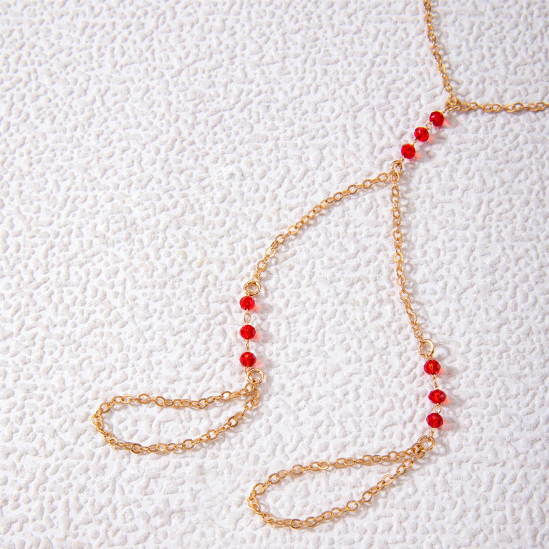 Bohemia Punk Link Chain Red bead Ring Bracelets