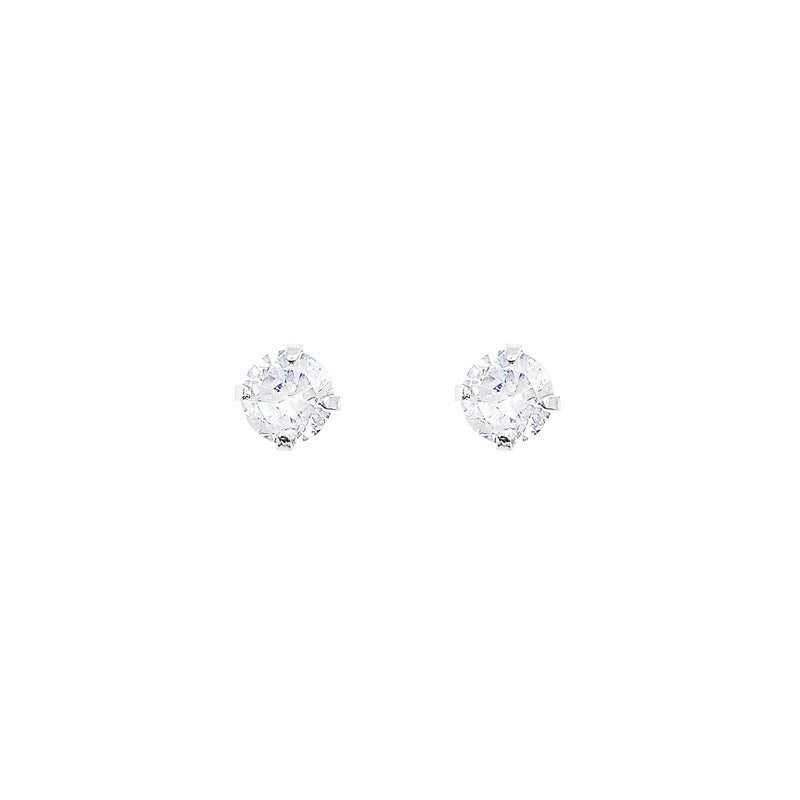 Round Crystal Zircon Stud Earrings