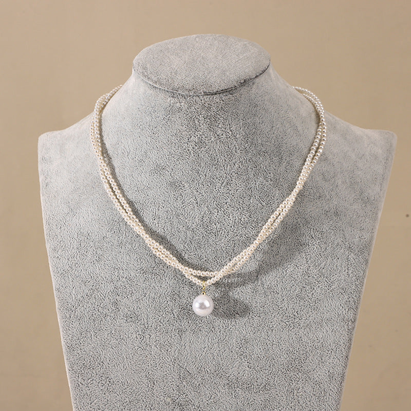 Fashion Pearl Choker Necklace for Women Double Layer