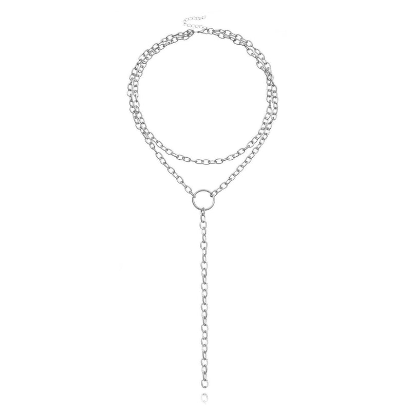 Punk Exaggerated Long Ring Multi-layer Necklace