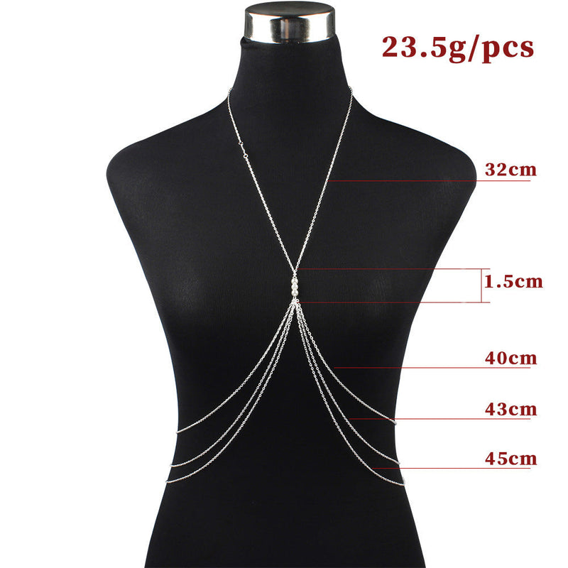 Multi-layered Tassel Pearl Chain Belly Waist Necklace Body Chain
