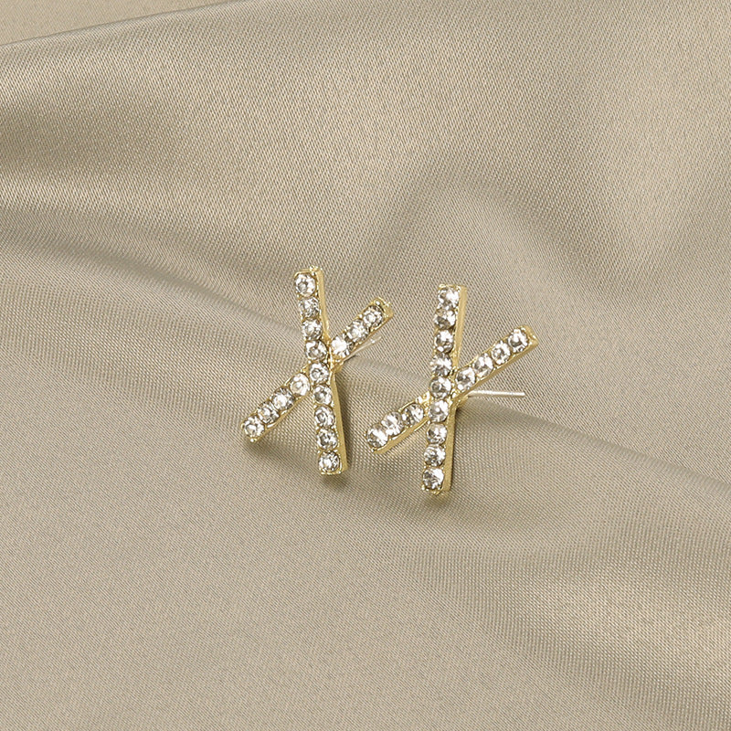 Rhinestone initial X Earring