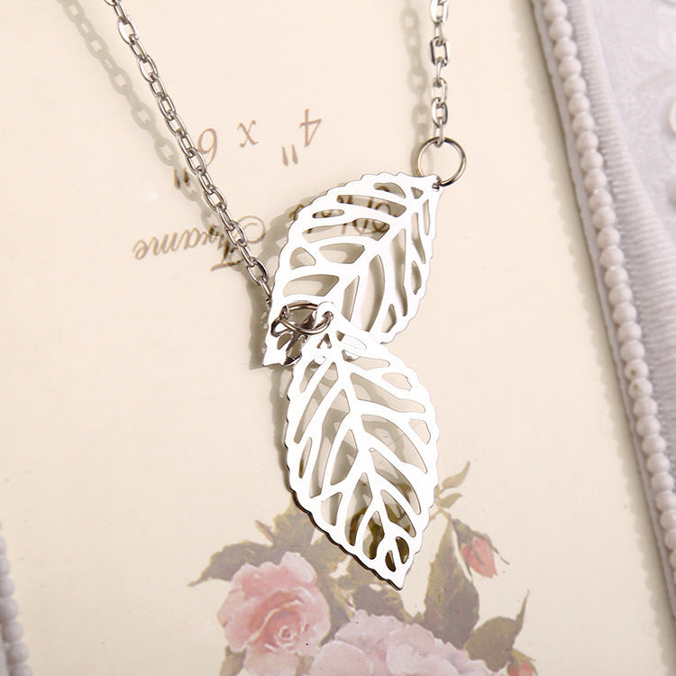 Tree Leaf Necklace Double Leaf Pendant