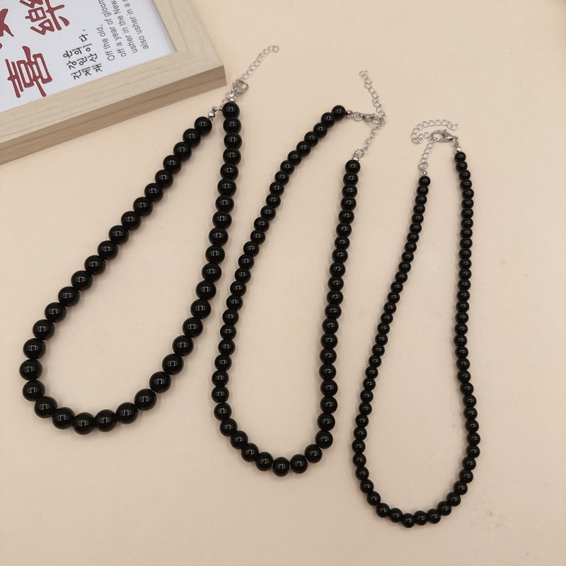 Red Black Glass Beaded Necklace for Women