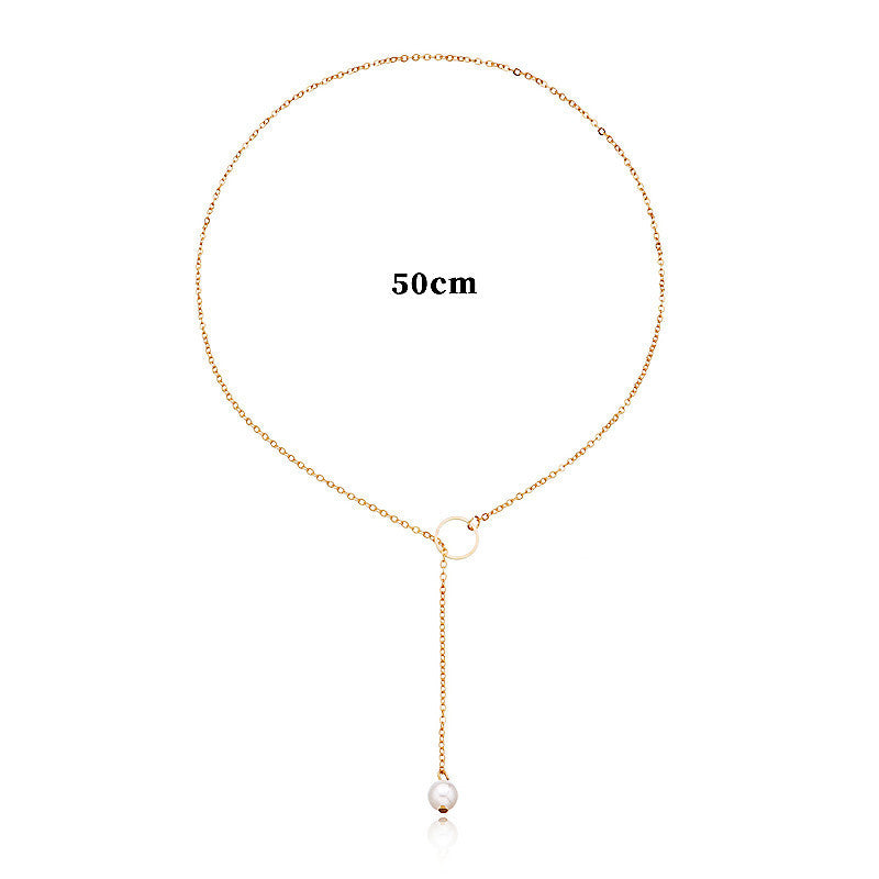 Chain Pearl Pendant Necklace