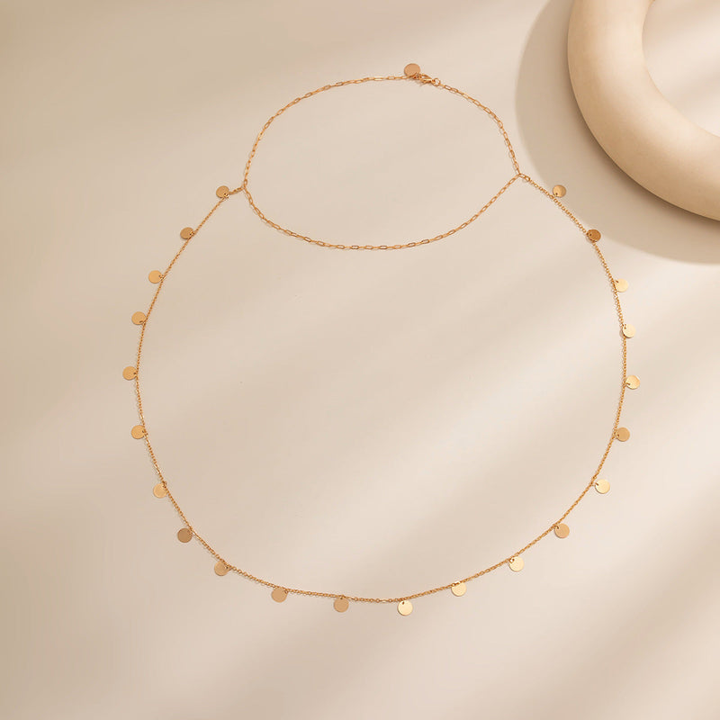 Bridal Jewelry Small Disc Tassel Body Chain Necklace Sexy Beach