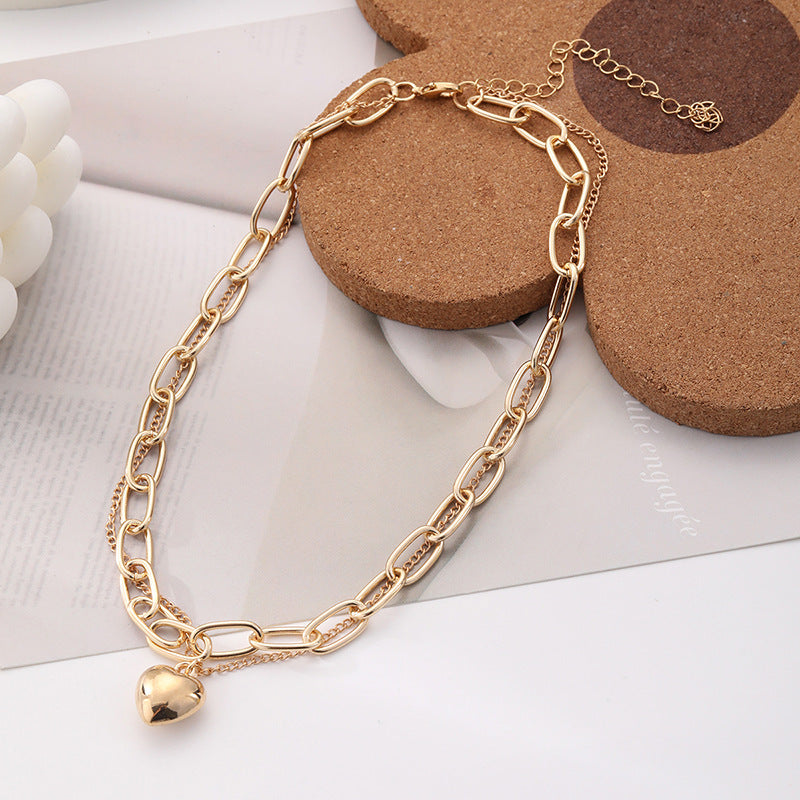 Custom Geometric Multi-layer Heart Necklace