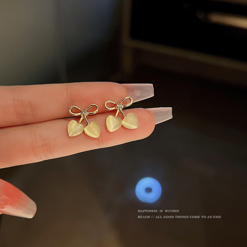 Flower Opal Bow Stud Earrings