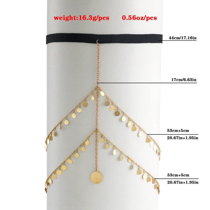 Double Layer Disc Chains Elastic Bandage Thigh Chain