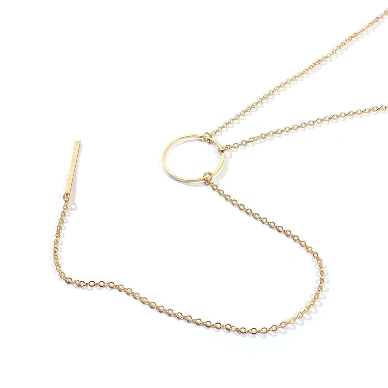 Long Thin Chain Bar Pendant Necklaces