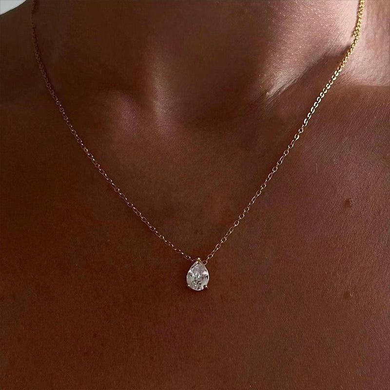 Waterdrop Zirconia Pendant Necklace