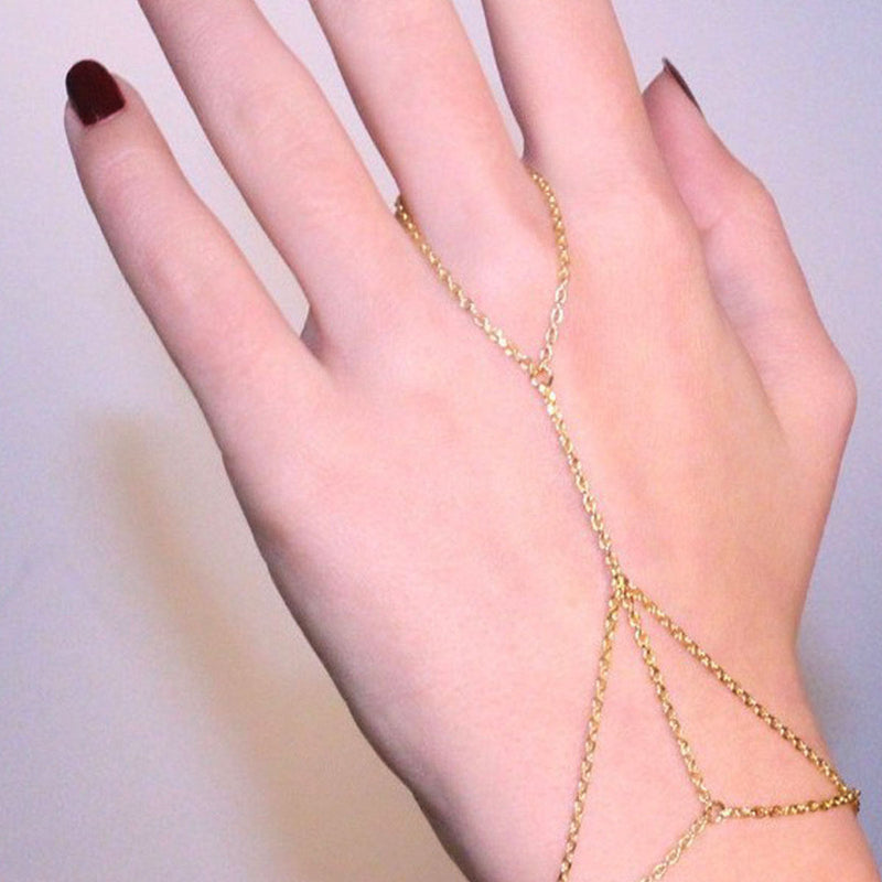 Punk Finger Ring Chain Bracelet
