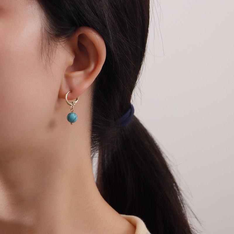 Boho Hoop Earrings Turquoise Charm Drop Earrings