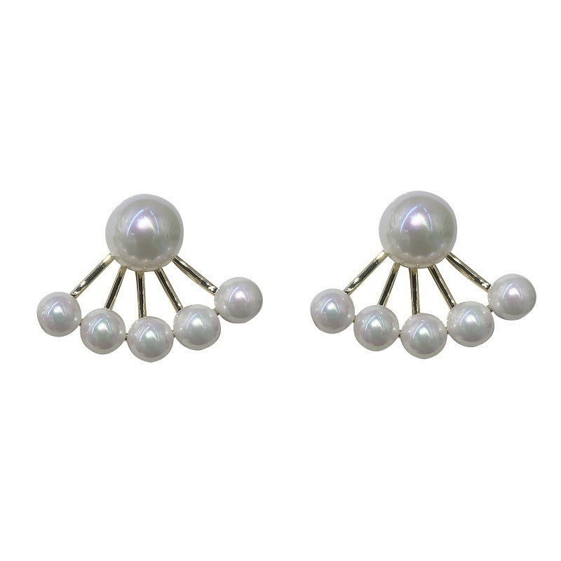 Simple Beaded Wrap Pearl Stud Earring