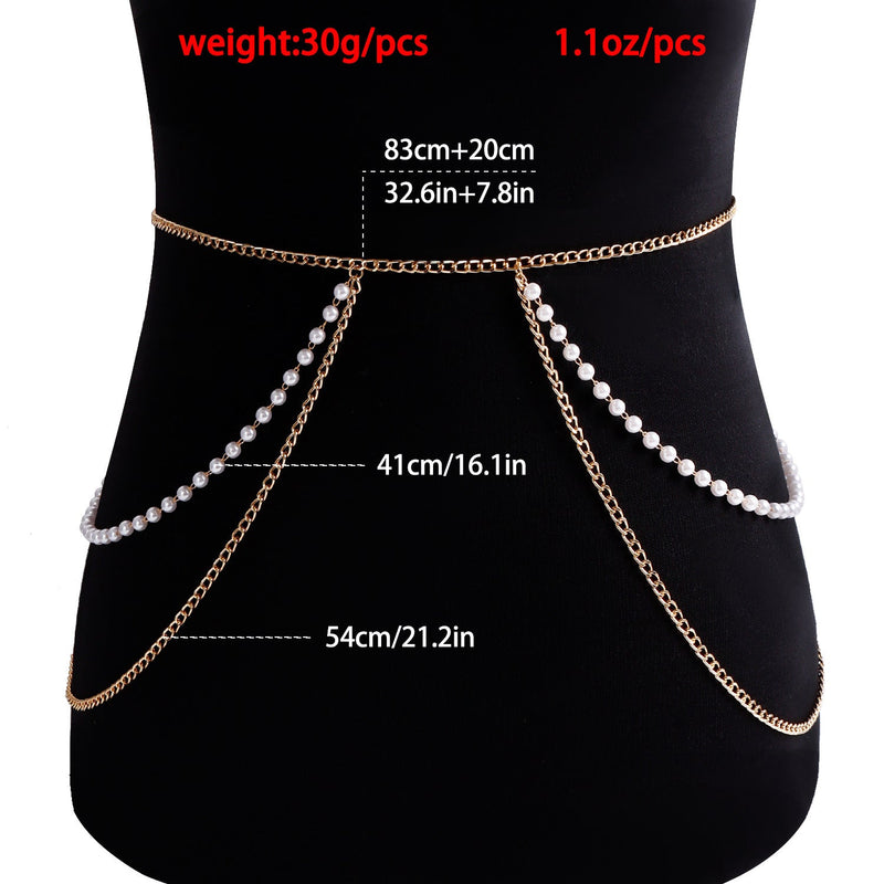 Sexy Body Jewelry Pearl Waist Chain for Women