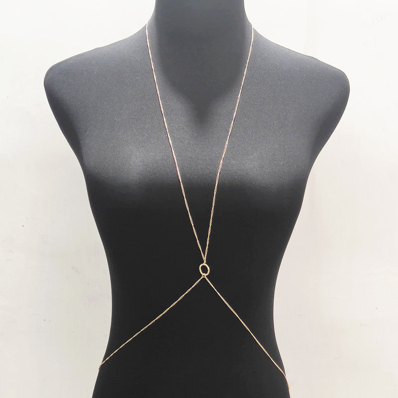 Sexy Beach Bodychain Multi-layered Cross Nightclub Shiny Chestchain