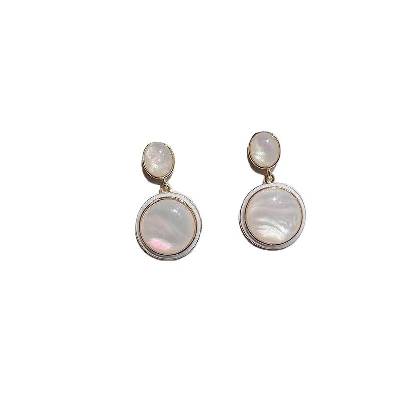 Double Layer Opal round Earrings