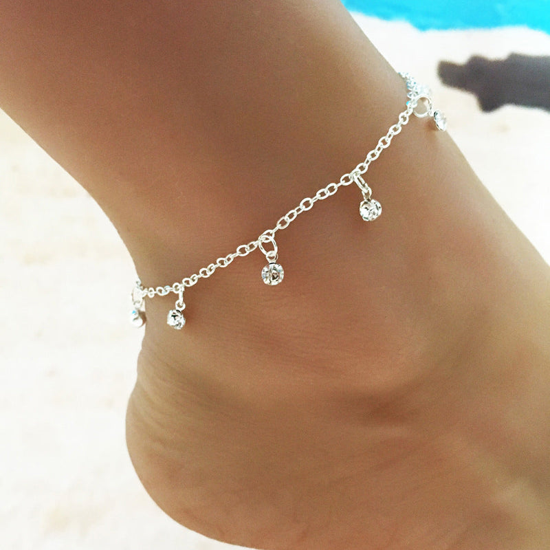 Rhinestone Floating Crystal Beach Anklet Jewelry