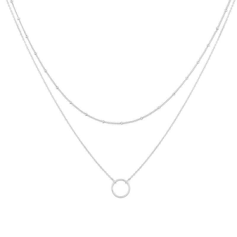 Circle Double Layer Necklace Bead Chain