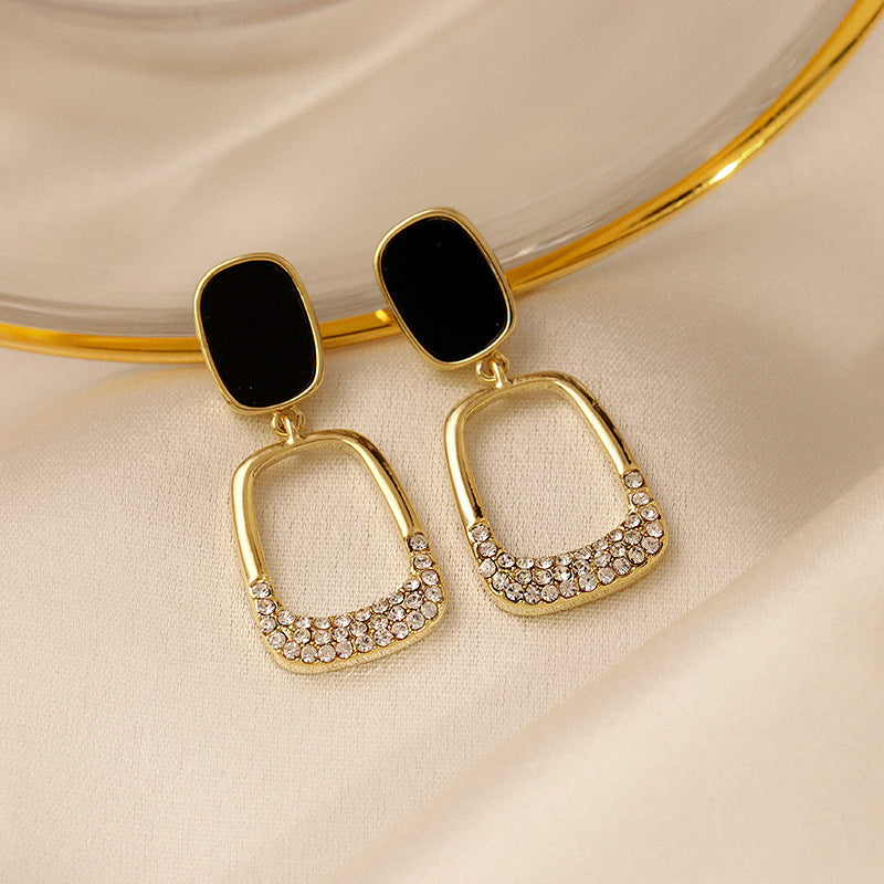 Geometric Rhinestone Stud Earrings