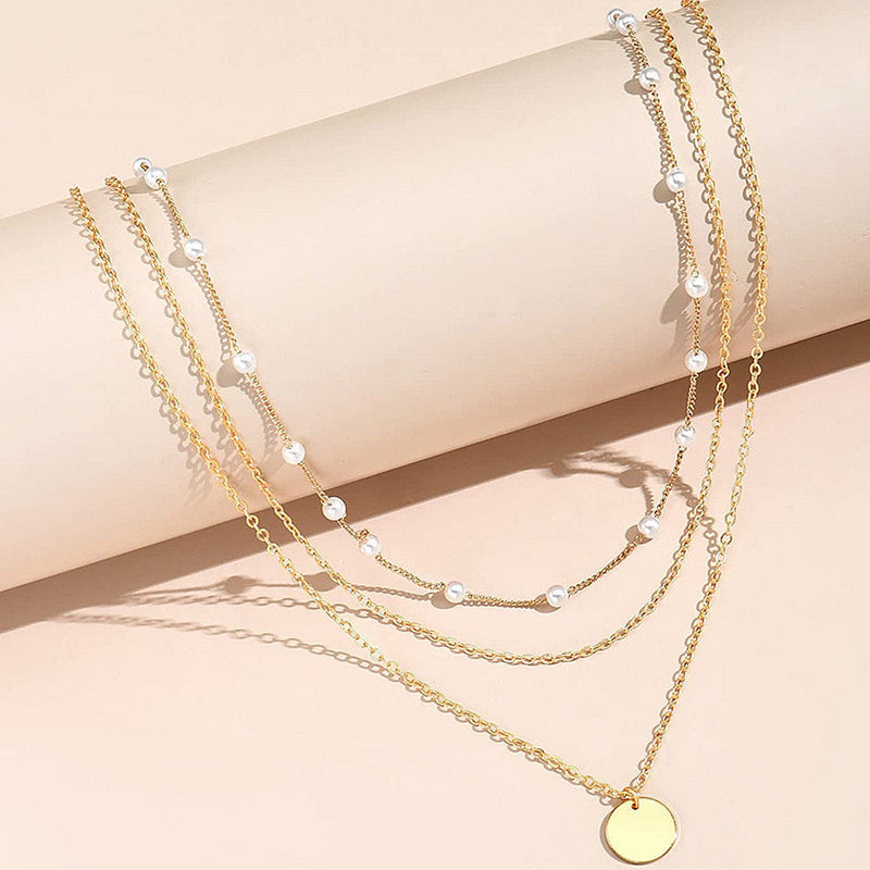 Multi Layer Pearl Chain Necklace