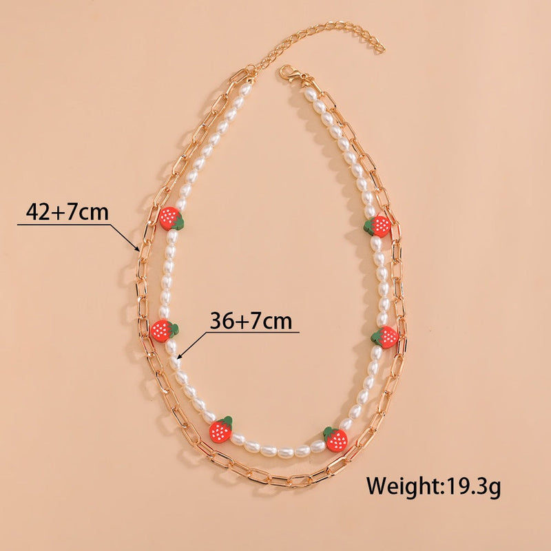 Colorful Strawberry Sweet Pearl Necklace
