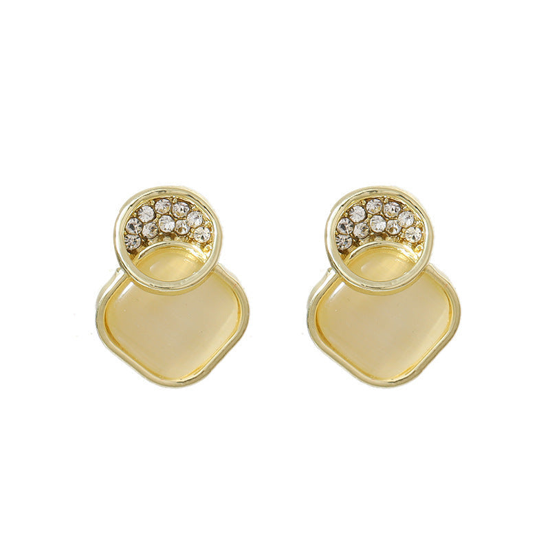 Rhinestone Opal Square Stud Earrings