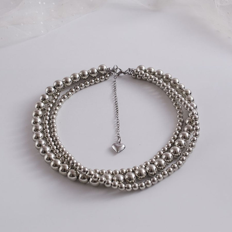 Fashion Jewelry Metallic Bead Layer Necklace