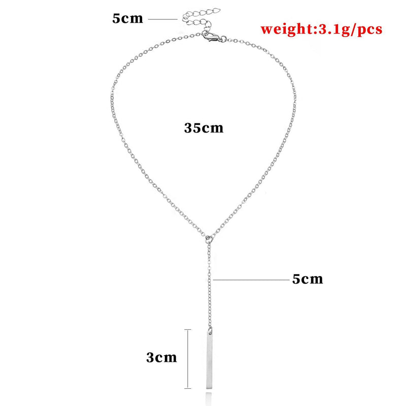 Metal Chain Bar Lariat Necklace
