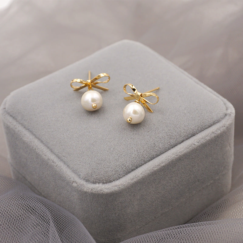 Elegant Pearl Bow Knot Earrings