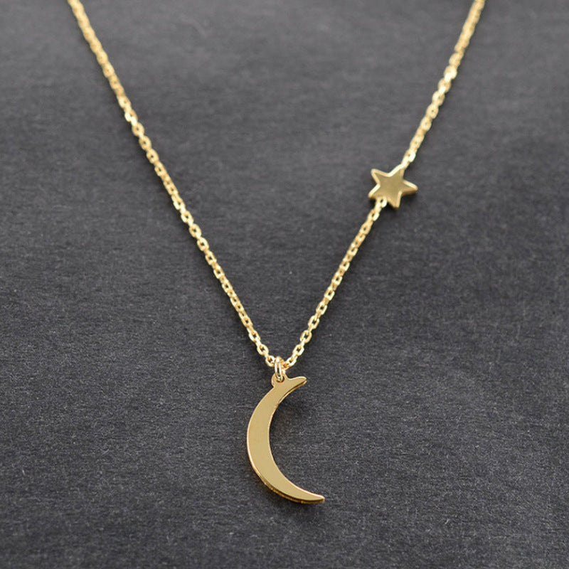 Moon Star Pendant Necklace Woman