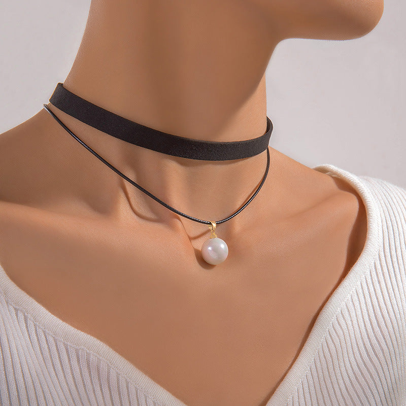Heart Velvet Flannel Choker Chain Necklace