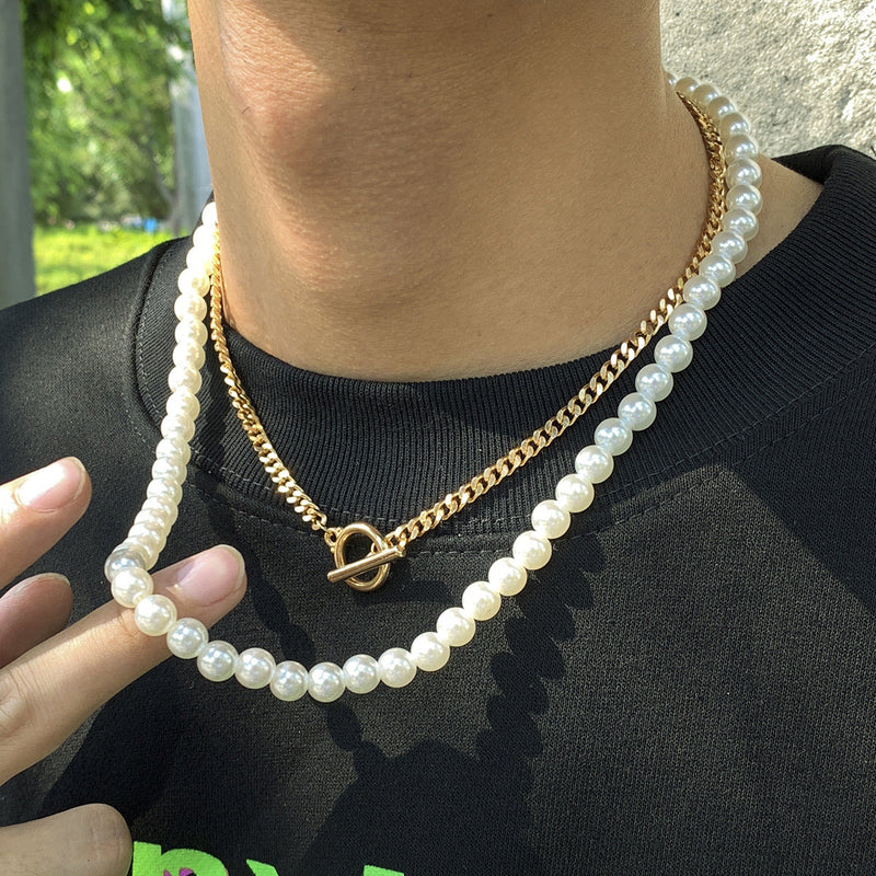 Fashion Baroque Pearl Chain Necklace Women Collar