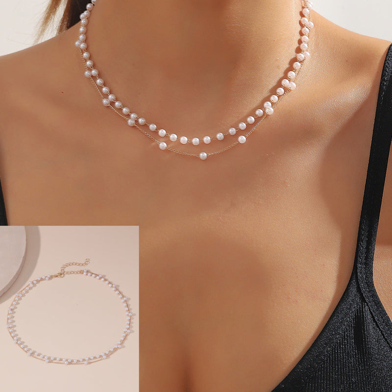 Pearl Pendant Multi-layer Necklace