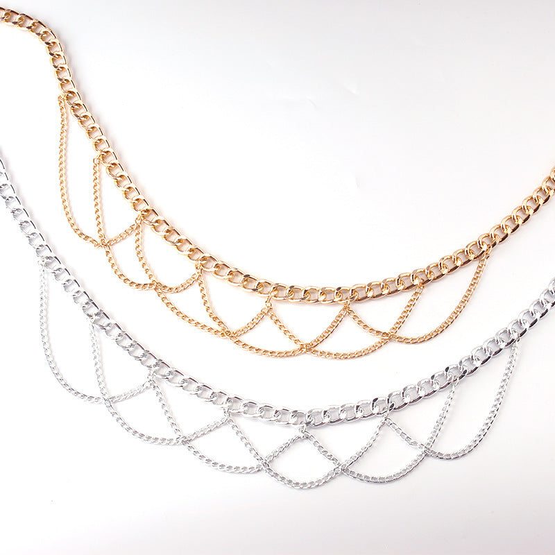 Fashion Multi Layer Belly Body Chain Bikini Metal Rave Body Waist Chain