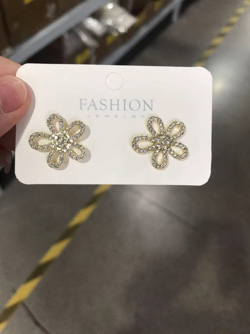 Rhinestone Sunflower Stud Earrings