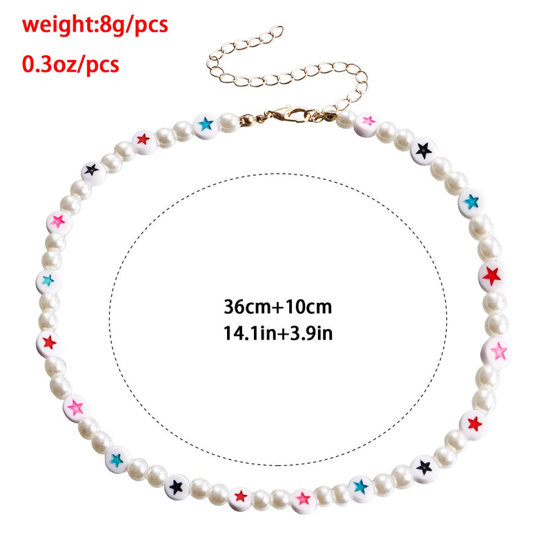 Bohemian Holiday Pearl Necklace Sweet Simple Pearl Star
