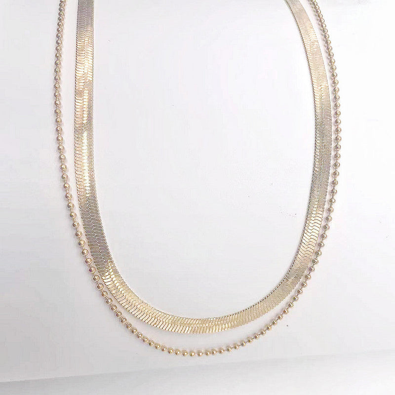 Double Layer Herringbone Snake Chain Necklace