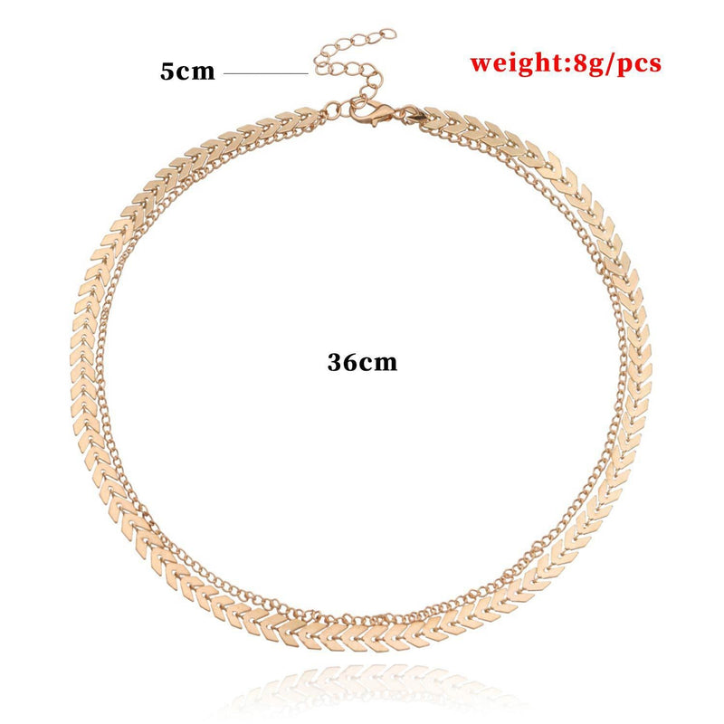 Multi Arrow Chain Choker Necklace Women Two Layers