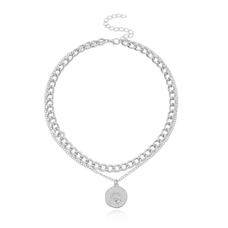 Multi layer Coin Chain Choker Necklace