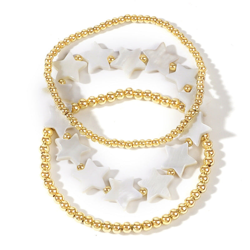 Shell Pentagram Elegant Bead Elastic Bracelet