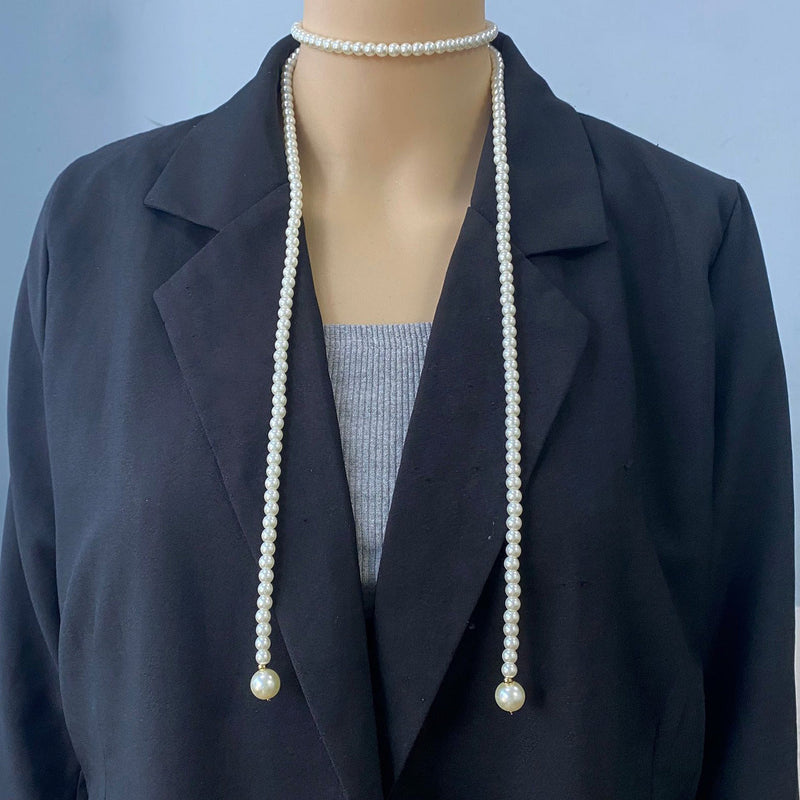 Long Multi-layer Pearl Sweater Chain Necklace
