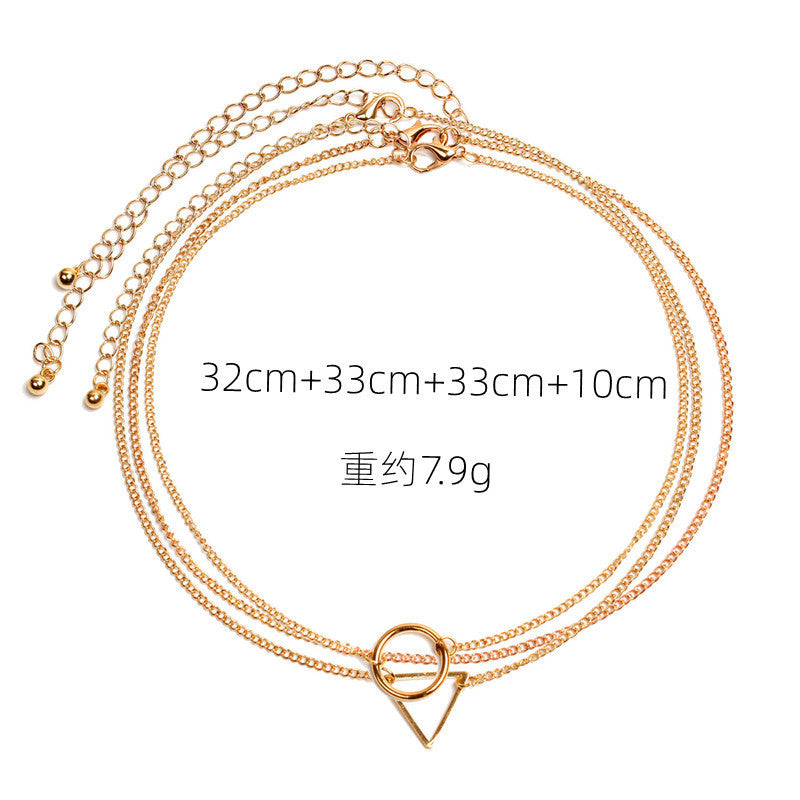 Layer Chain Geometric Choker Necklace