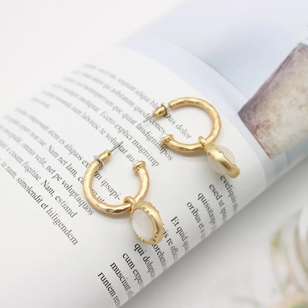 Opal Round Hoop Earrings