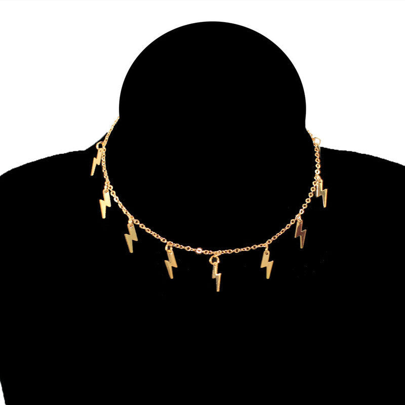 Lightning Pendants Thin Chain Choker Charm Necklace