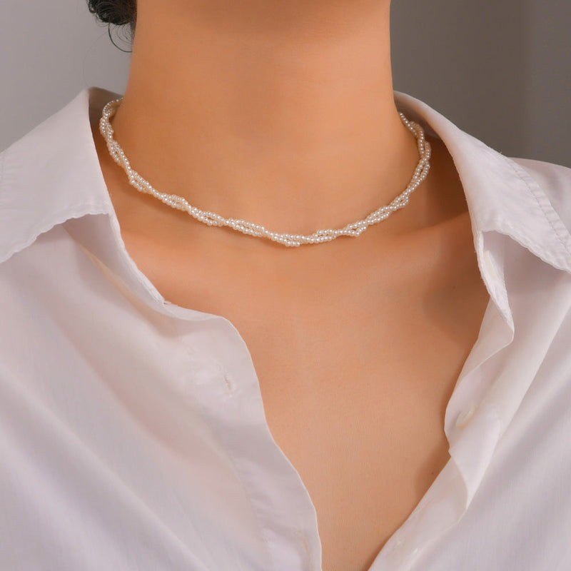 Dough Twiste Collar Bone Chain Double Layer Necklace